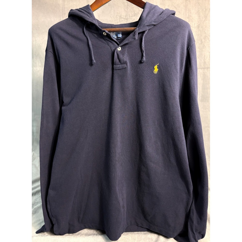 Polo Ralph Lauren Mens Thermal Hoodie Blue Pullover Shirt Preppy Classic XXL